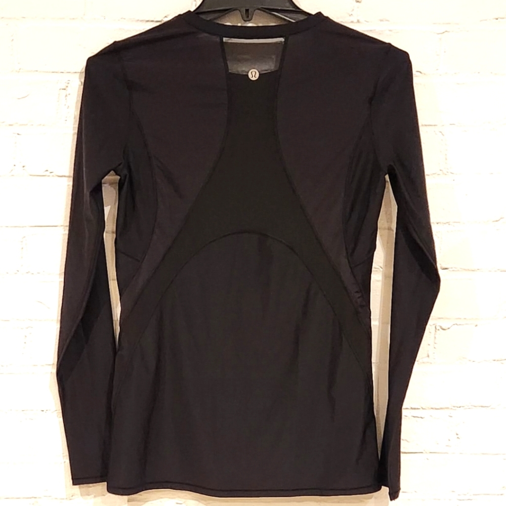 LULULEMON Long Sleeve Black Top with Sheer Details - Picture 4 of 7